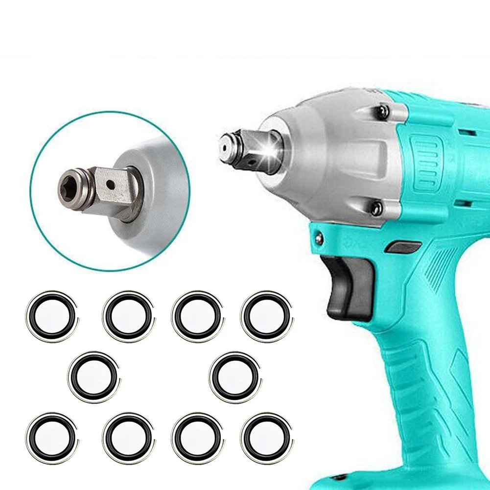 10pcs 1/2" Retaining Ring Clip With O-Ring For Impact Wrench Socket Retainer Rings Socket Retaining Drive Friction Rings Part