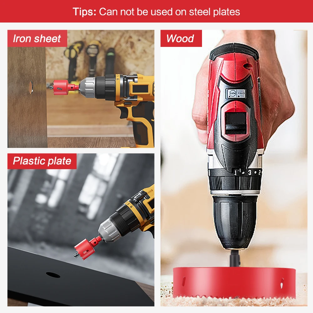 15-200mm M42 Bi-Metal Hole Saw Cutter Set Drill Bit For Wood Metal Aluminum Gypsum Board Pipe Hole Drilling Working Tool