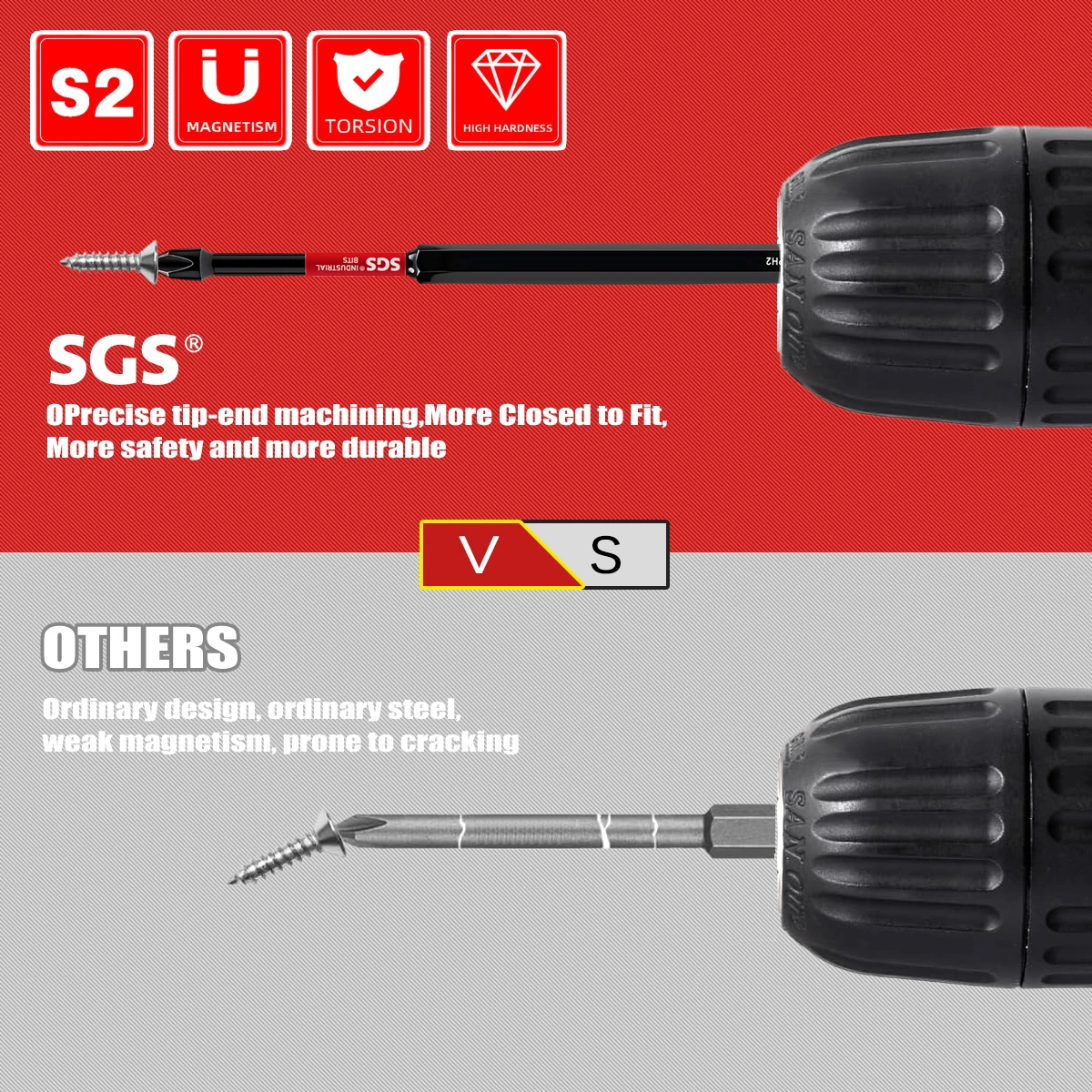 3/5/7 Piece Set 150mm Extended Ph2 Magnetic Phillips Bits S2 Steel Industrial-Grade Impact-Resistant Electric Screwdriver Replacement Bits