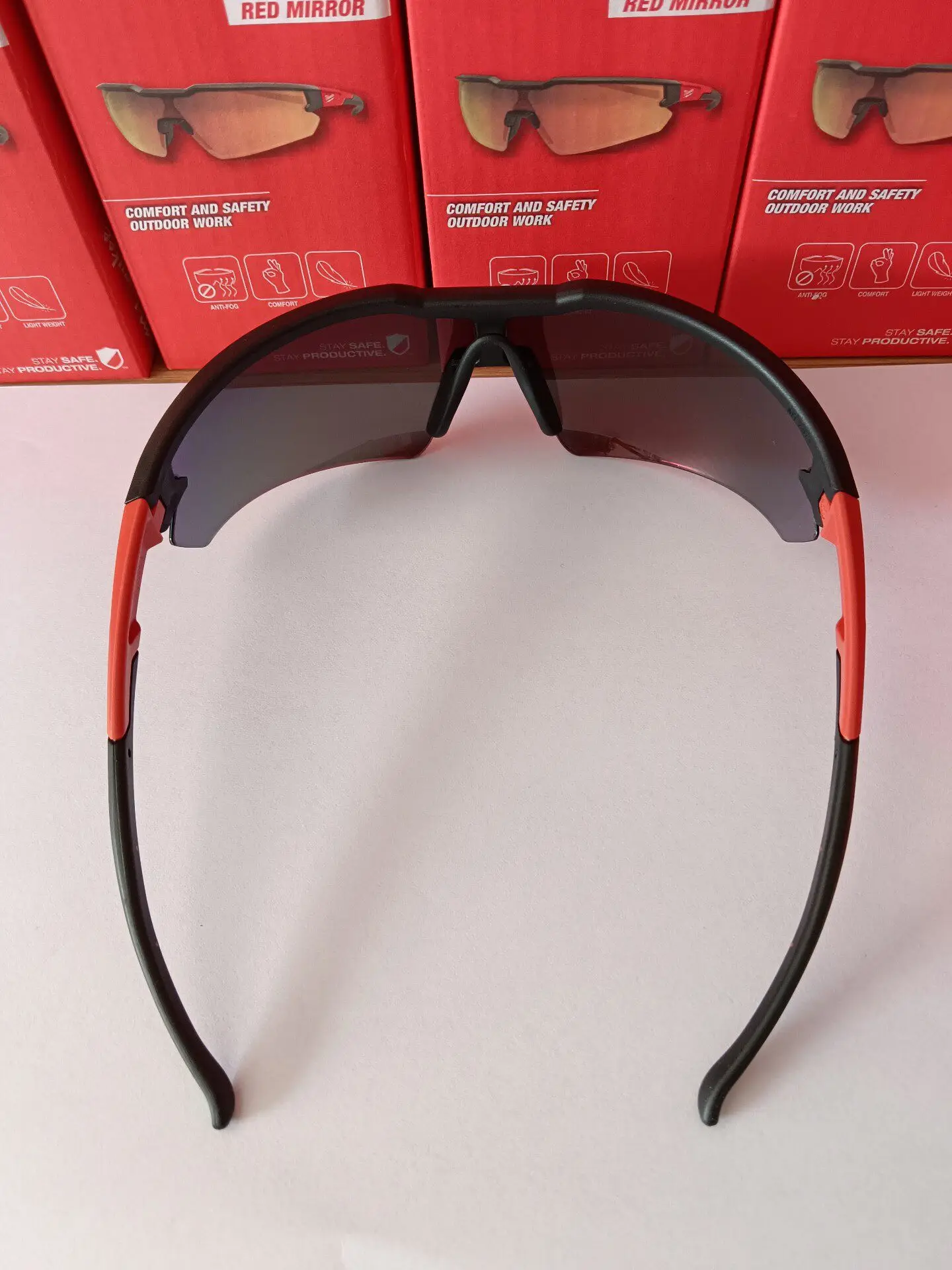 Milwaukee 4932498548 Safety Glasses, Anti-Scratch Anti-Fog Orange Mirror Lens Protective Eyewear for Work & Outdoor