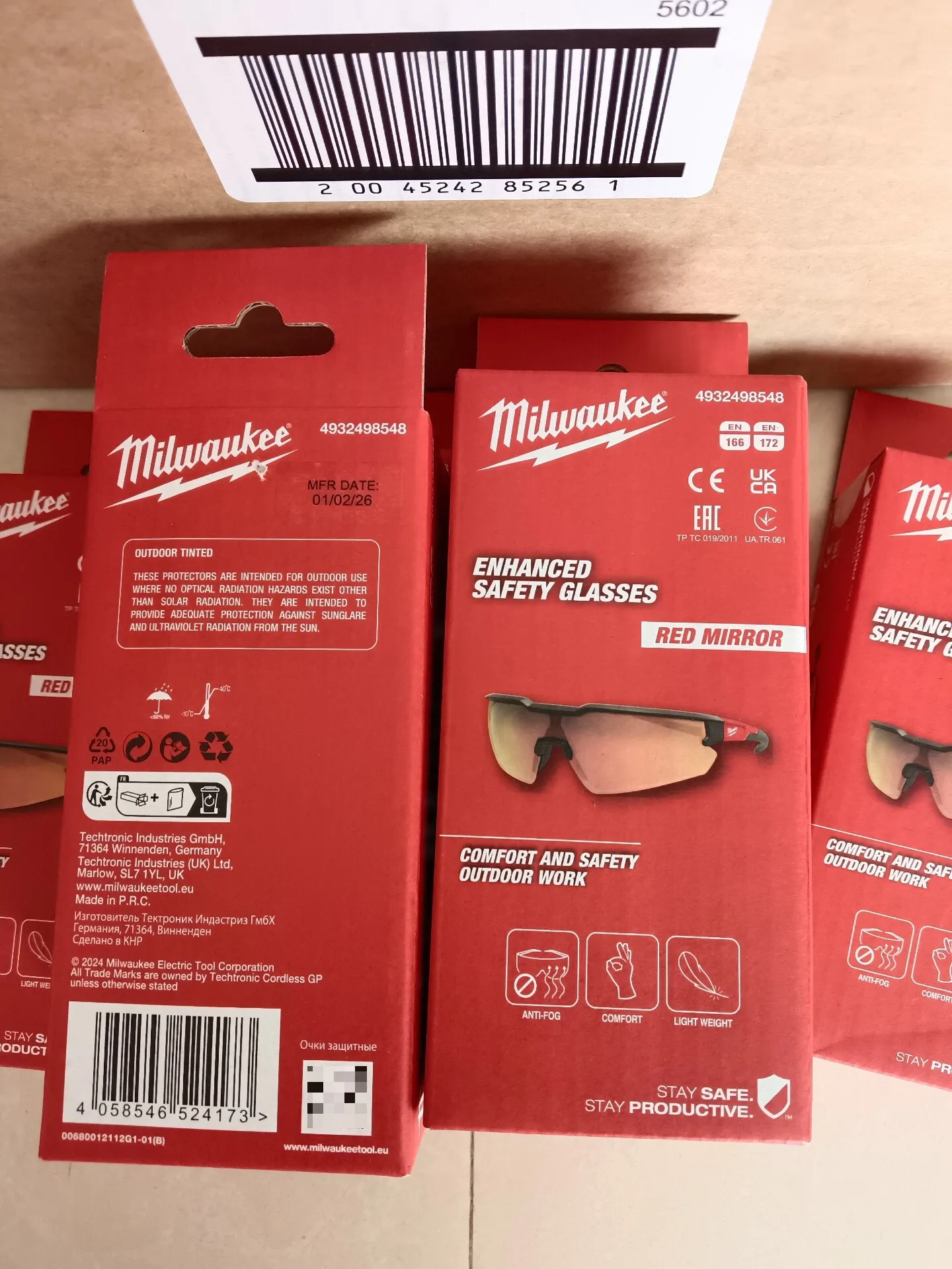 Milwaukee 4932498548 Safety Glasses, Anti-Scratch Anti-Fog Orange Mirror Lens Protective Eyewear for Work & Outdoor