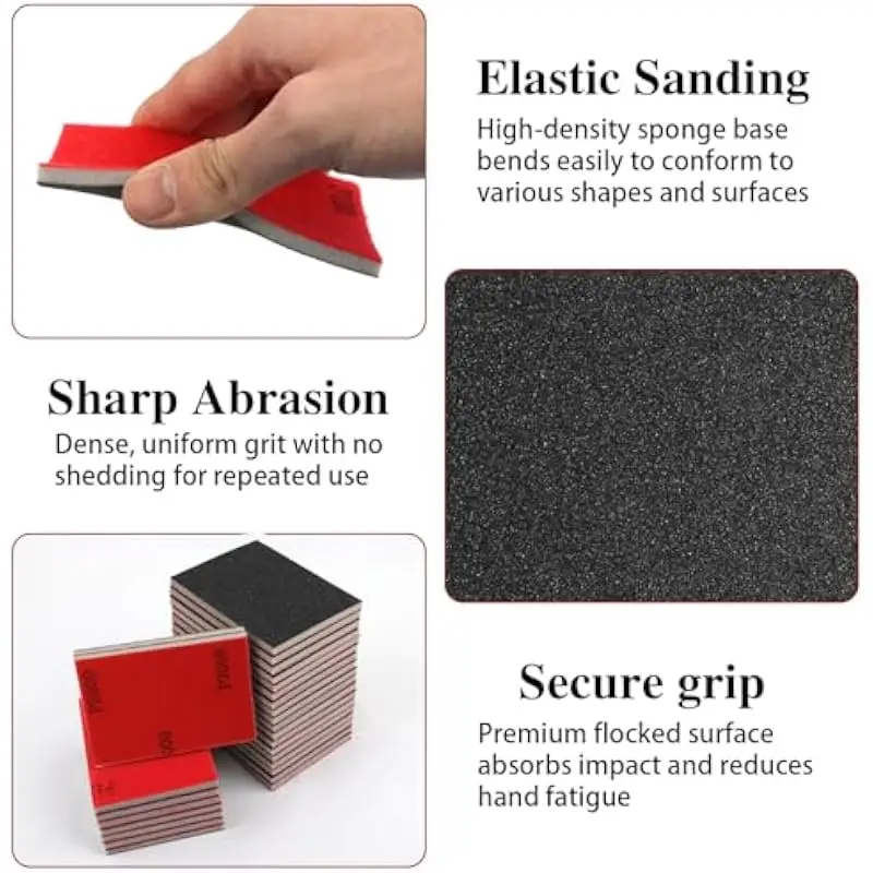 5/10PCS Sanding Sponges 120-1000 Grit Ultra Fine Washable Reusable Wet Dry Sandpaper Blocks for Model Metal and Wood Polishing