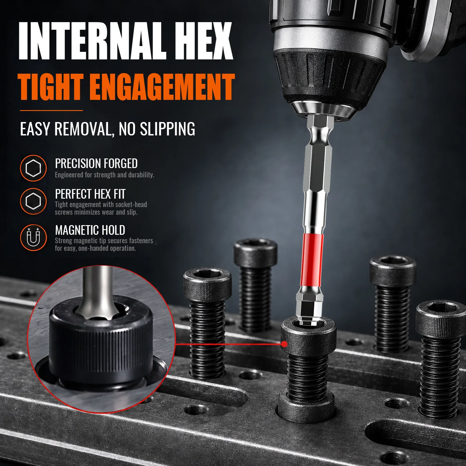 All-in-One 1/4" Hex Shank Multi-size Hex Bit Set Allen Wrench Drill Bit Magnetic S2 Steel Screwdriver Bit Set for Electric Drill