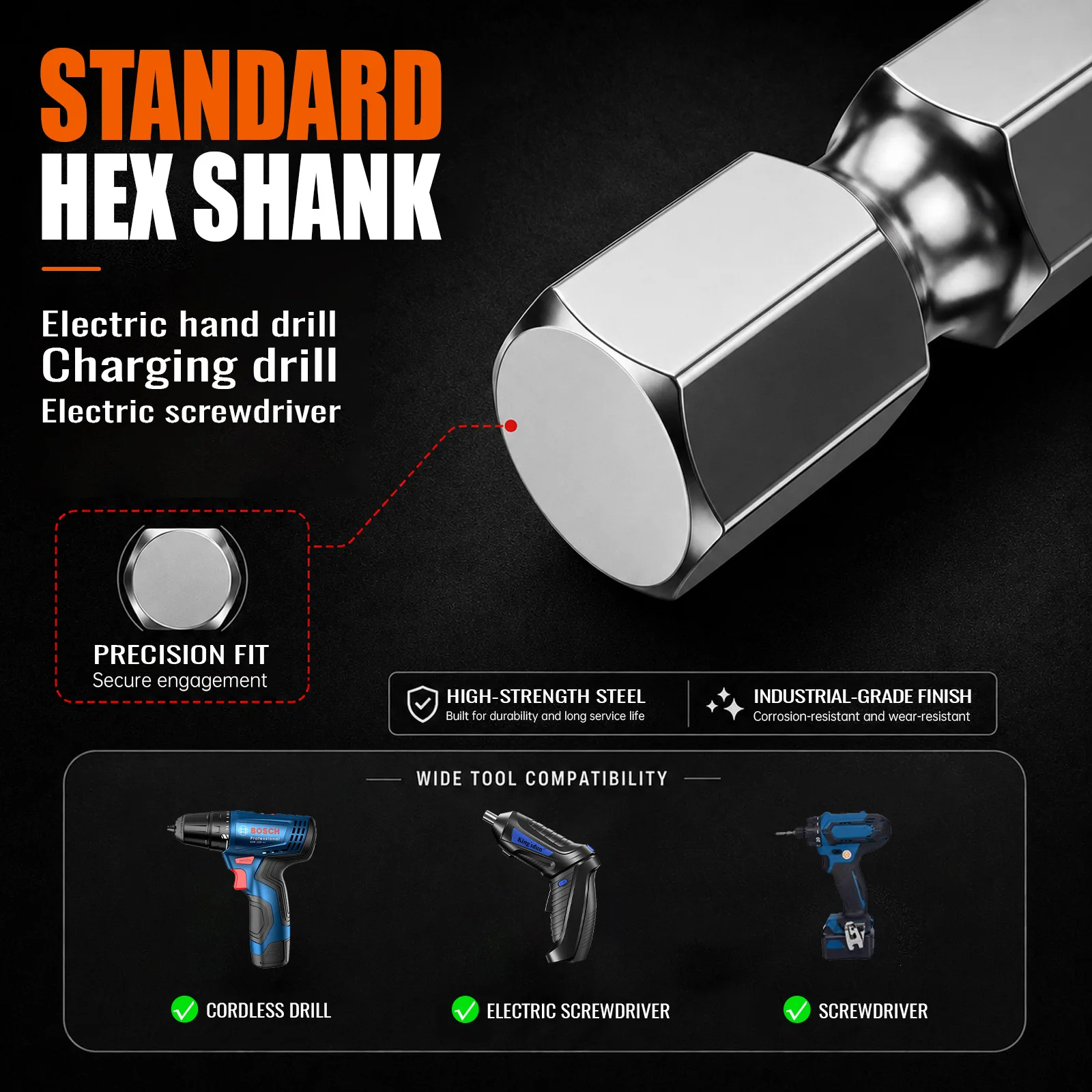All-in-One 1/4" Hex Shank Multi-size Hex Bit Set Allen Wrench Drill Bit Magnetic S2 Steel Screwdriver Bit Set for Electric Drill