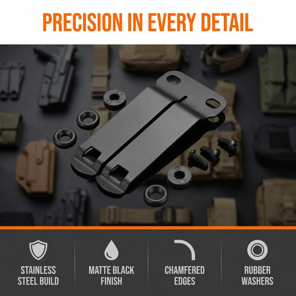 1 Piece KYDEX Stainless Steel Sheath K-type Sheath Accessory Belt Clip Stylish Belt Clip Safe Carrying Knife Holster Pocket Clip