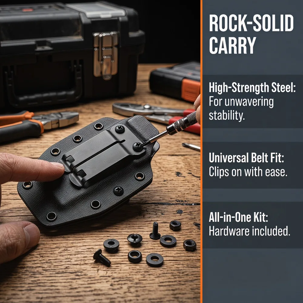 1 Piece KYDEX Stainless Steel Sheath K-type Sheath Accessory Belt Clip Stylish Belt Clip Safe Carrying Knife Holster Pocket Clip