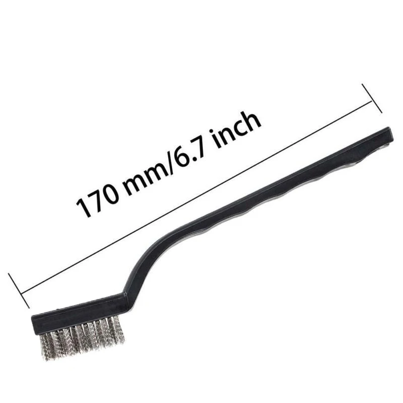 Stainless Steel Wire Brush Set Of 6 Small Hand Scrub Brushes For Cleaning Rust Metal Parts And Machinery 5.1 Inch