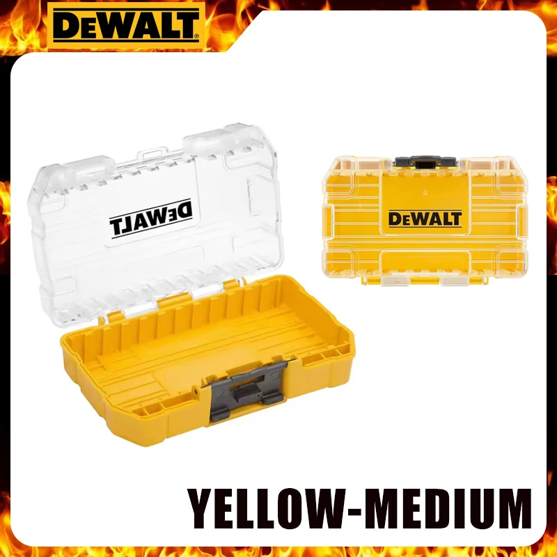 DEWALT Tough Case Medium Size Transparent Heavy Duty Tool Organizer Stackable Storage Box for Bits Screws Nails & Fasteners