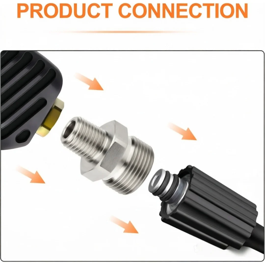 Car Wash Gun & Hose Connecter M22 To G1/4" M14 G3/8" Fitting Thread Male & Female Converter Stainless Steel
