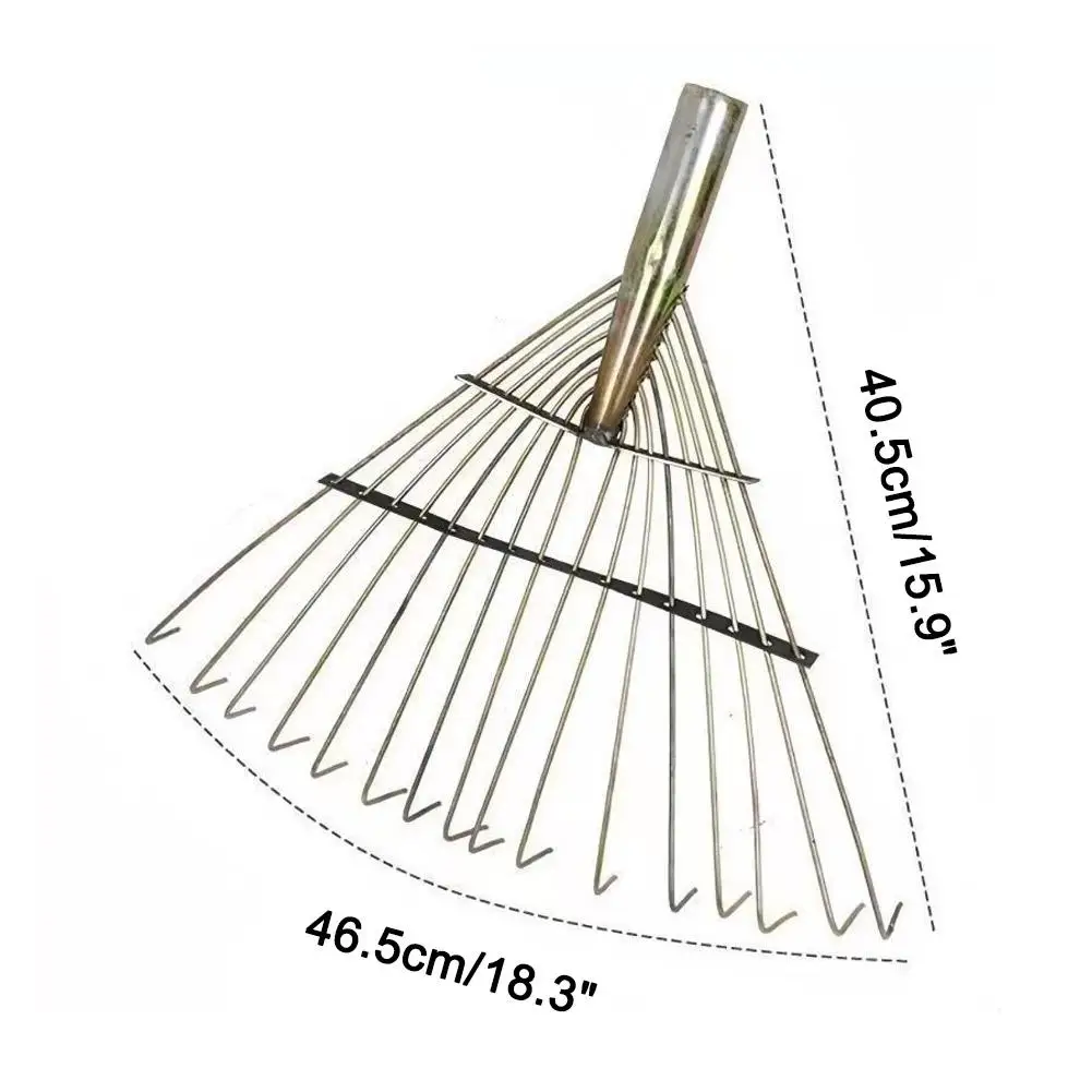 Adjustable Fan-Shape Lawn Rake Head 3.0mm Thickened Steel Tines for Leaf  Debris Collection