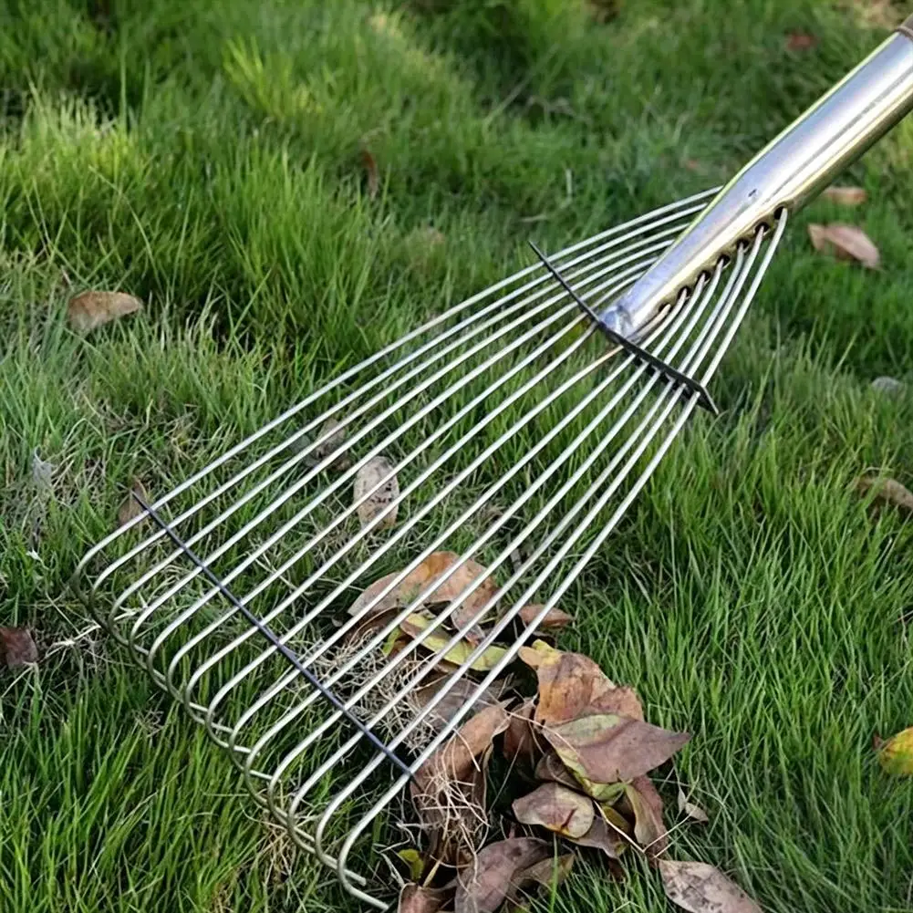 Adjustable Fan-Shape Lawn Rake Head 3.0mm Thickened Steel Tines for Leaf  Debris Collection