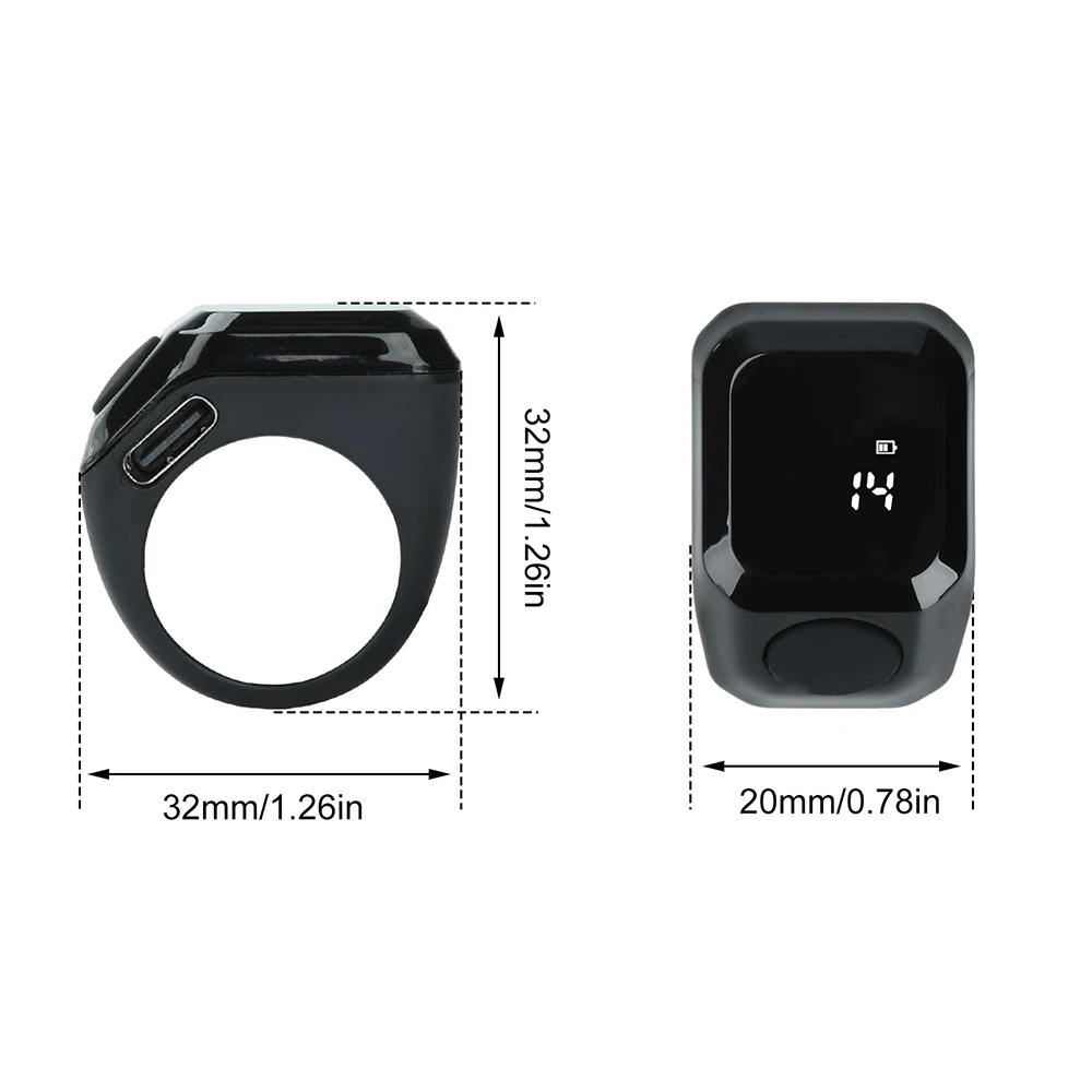 Smart App Ring Counter, Portable OLED Digital Display Bluetooth Counter, 0–9999 Wearable Counter, Type-C Port