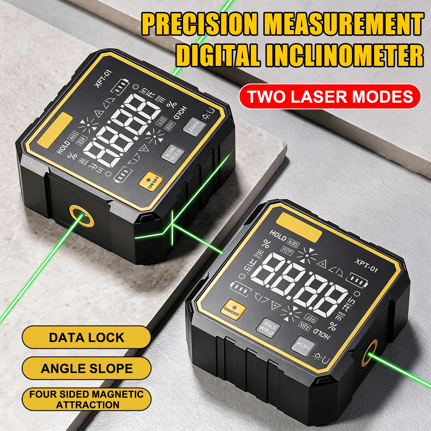 4 Side Strong Magnetic Digital Laser Angle Gauge Inclinometer Mini Portable Level Ruler Box For Construction Measurement