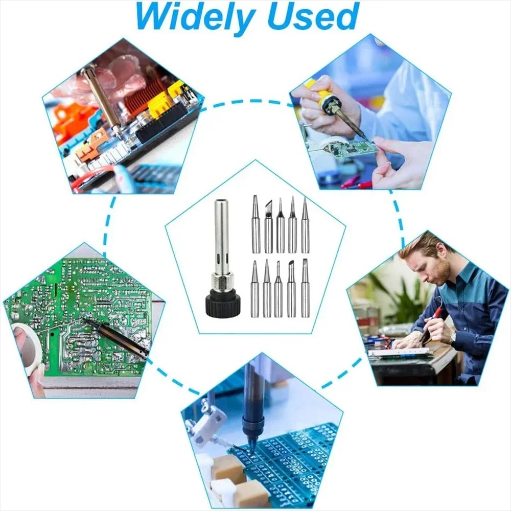 10pcs 900M Soldering Iron Tips Set Welding Nozzle Internal Heated Solder Heads Welding Tip Tool Lead-Free Solder Irons Bit