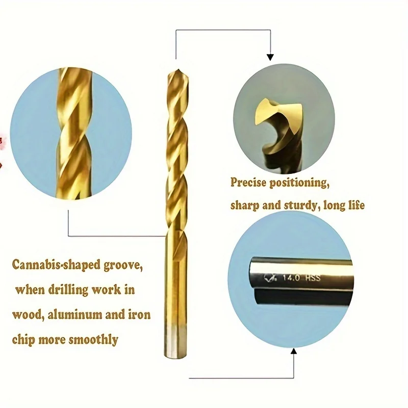 100pcs Titanium Coated HSS Drill Bit Set | Straight Shank | For DIY/Wood/Plastic/Metal | Home Improvement Tools