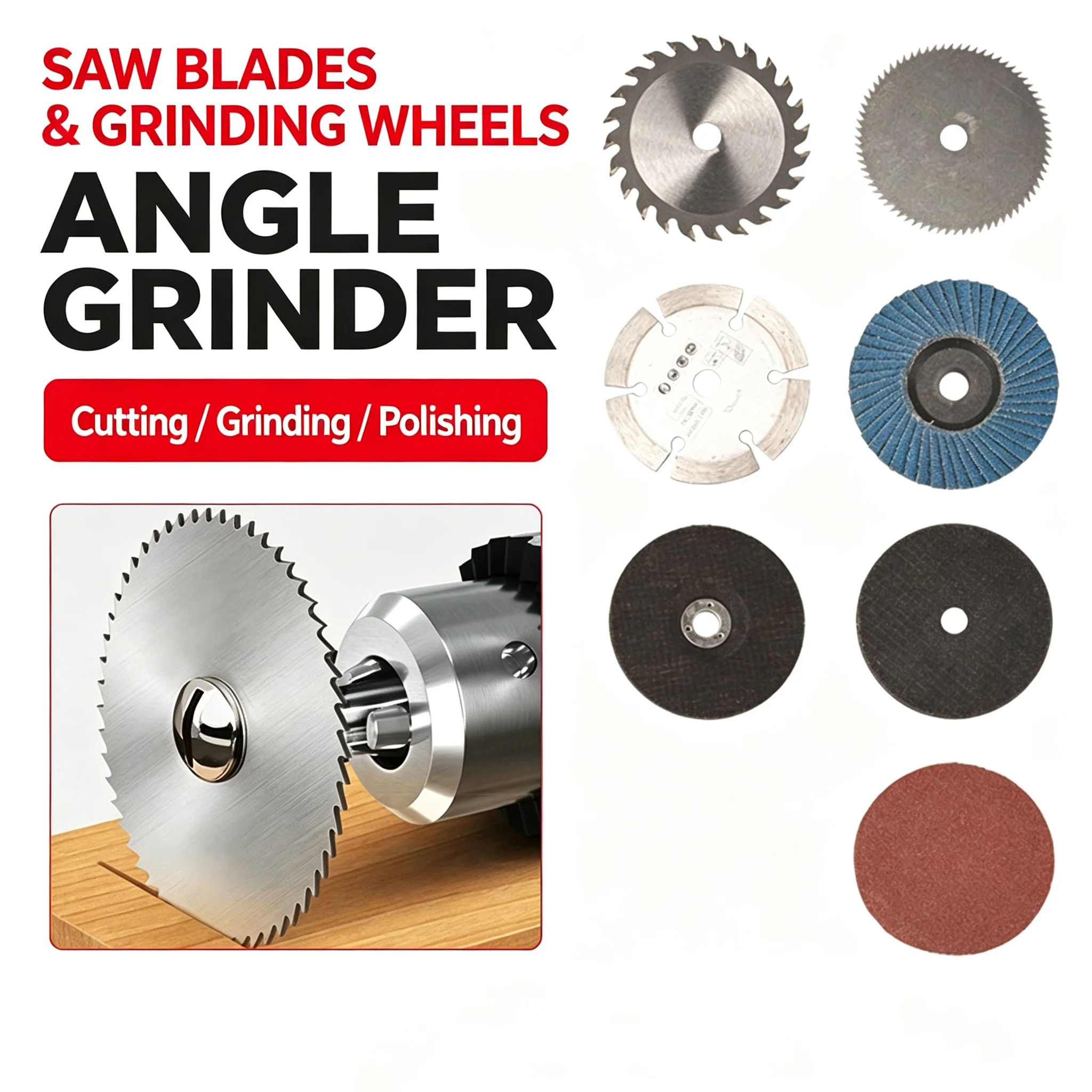 7Pcs Procut3-Inch Circular Saw Blade Set with 75mm Grinding Disc - Durable Steel Structure, Including Chain Saw Disc Blades, Me