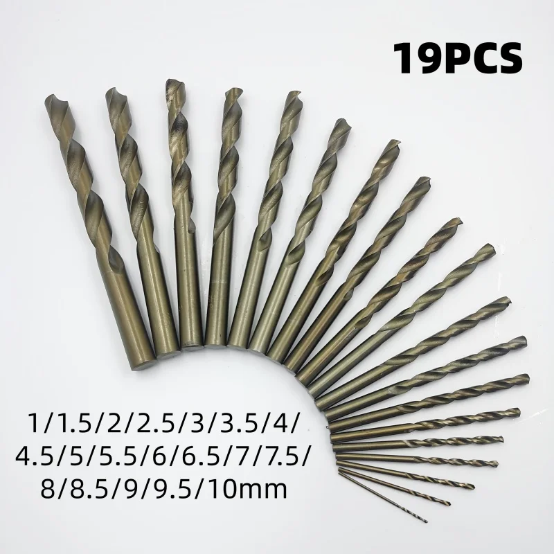 19-Piece（Boxed version） M35 HSS Drill Bit Set, High Strength Bits for Metal, Stainless Steel, Wood & Plastic, Quick Change