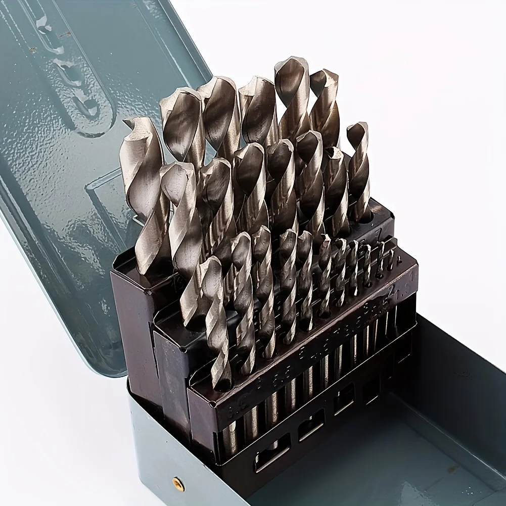 19-Piece（Boxed version） M35 HSS Drill Bit Set, High Strength Bits for Metal, Stainless Steel, Wood & Plastic, Quick Change