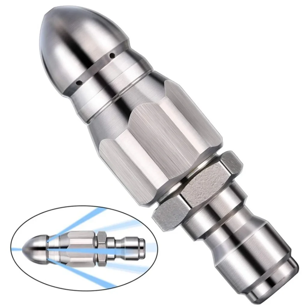 Water Jet High Pressure Sprayer Nozzle Clean Sewer 1/4" Stainless Steel Pressure Washer Quick Plug Drain Hose Nozzle Tool Water