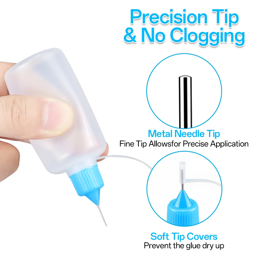 5pcs 10ml-120ml Precision Tip Applicator Bottles NeedleTip Squeeze Glue Bottles with 2 Mini Funnels for DIY Paint Paper Quilling