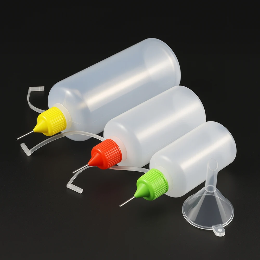 5pcs 10ml-120ml Precision Tip Applicator Bottles NeedleTip Squeeze Glue Bottles with 2 Mini Funnels for DIY Paint Paper Quilling