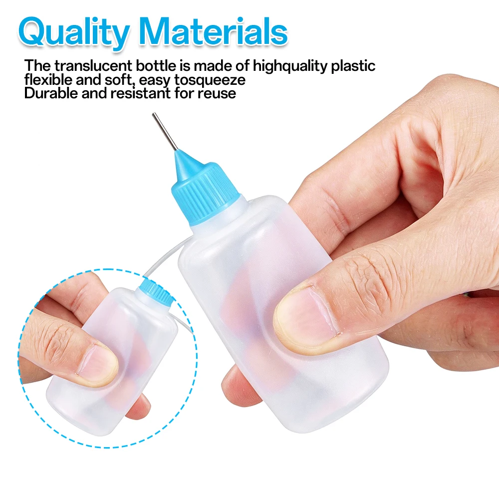 5pcs 10ml-120ml Precision Tip Applicator Bottles NeedleTip Squeeze Glue Bottles with 2 Mini Funnels for DIY Paint Paper Quilling