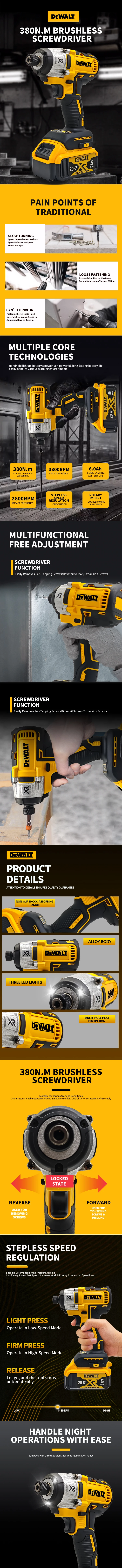 DeWalt DCF887 20V Brushless Cordless Impact Driver 205N.m Electric Screwdriver Impact Drill With LED Light For Dewalt 20V Batter
