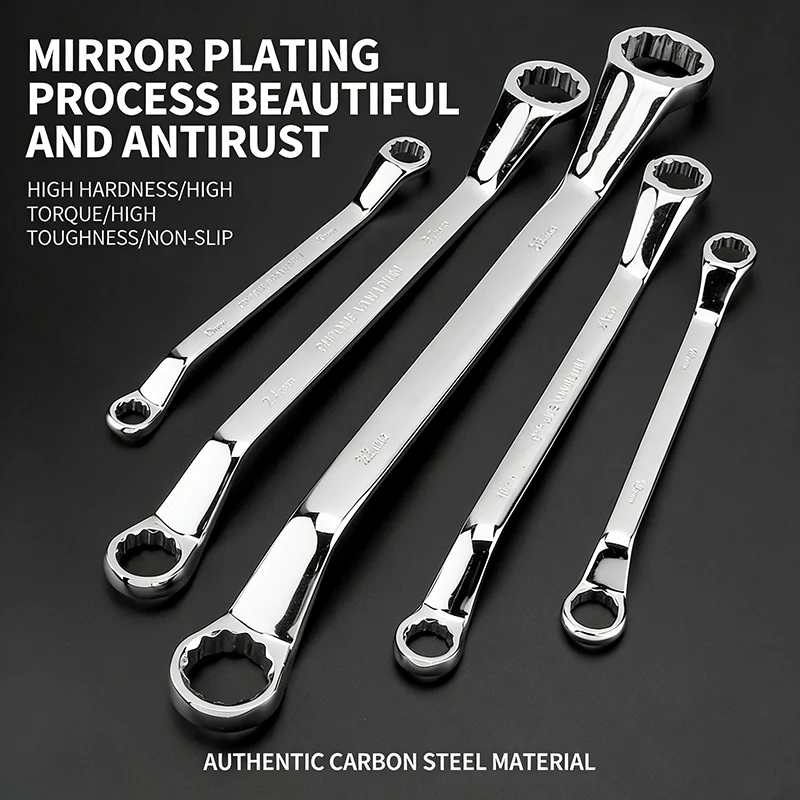 Multifunctional Double-ended Spanner Double Head Box End Wrench Heat Treated Hardened Offset Ring Spanner for Automotive Repair
