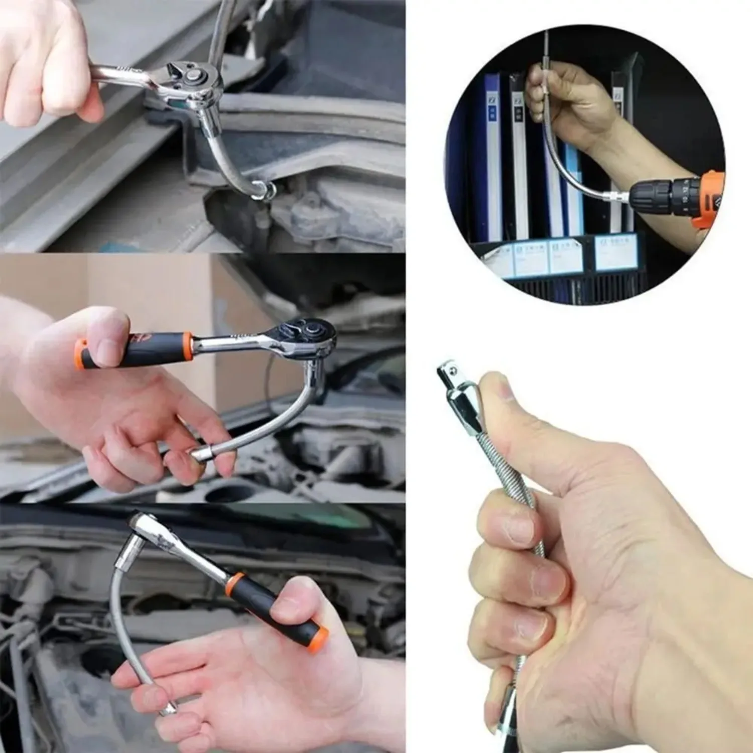 1/3pcs Flexible Shaft Drive Socket Extension Bar High Torque Ratchet Wrench Post Extension Rod 1/4 3/8 1/2 Conversion Head