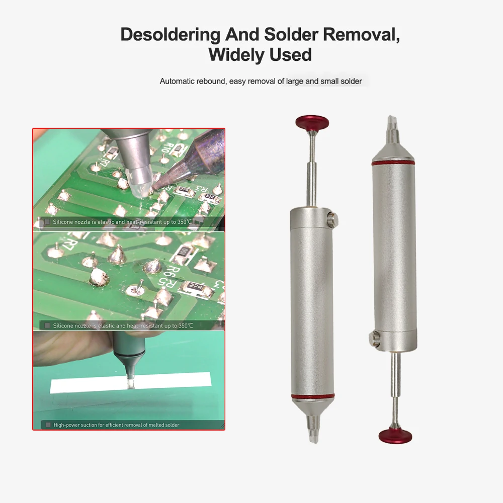 ANSIKI MJF-D9 Solder Sucker Aluminum Alloy Desoldering Pump Manual Vacuum Suction Tin Gun for PCB Component Welding Repair Tool