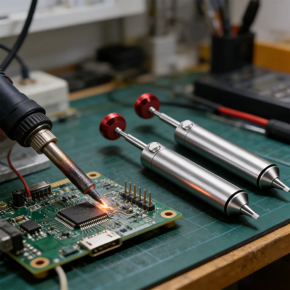 ANSIKI MJF-D9 Solder Sucker Aluminum Alloy Desoldering Pump Manual Vacuum Suction Tin Gun for PCB Component Welding Repair Tool