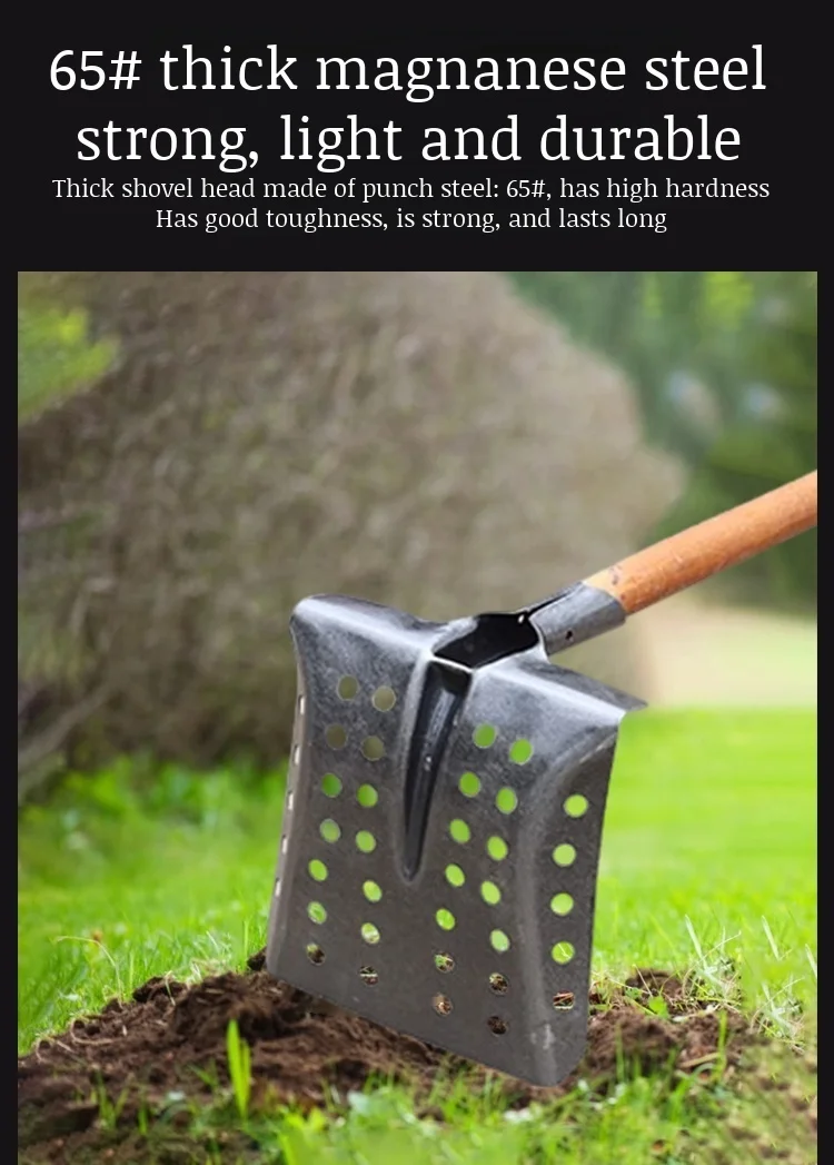 Manganese Steel Hollow Shovel Professional Sewer Cleaning Shovel Perforated Sludge Shovel Dredge Spoon for Drain Ditch Manhole