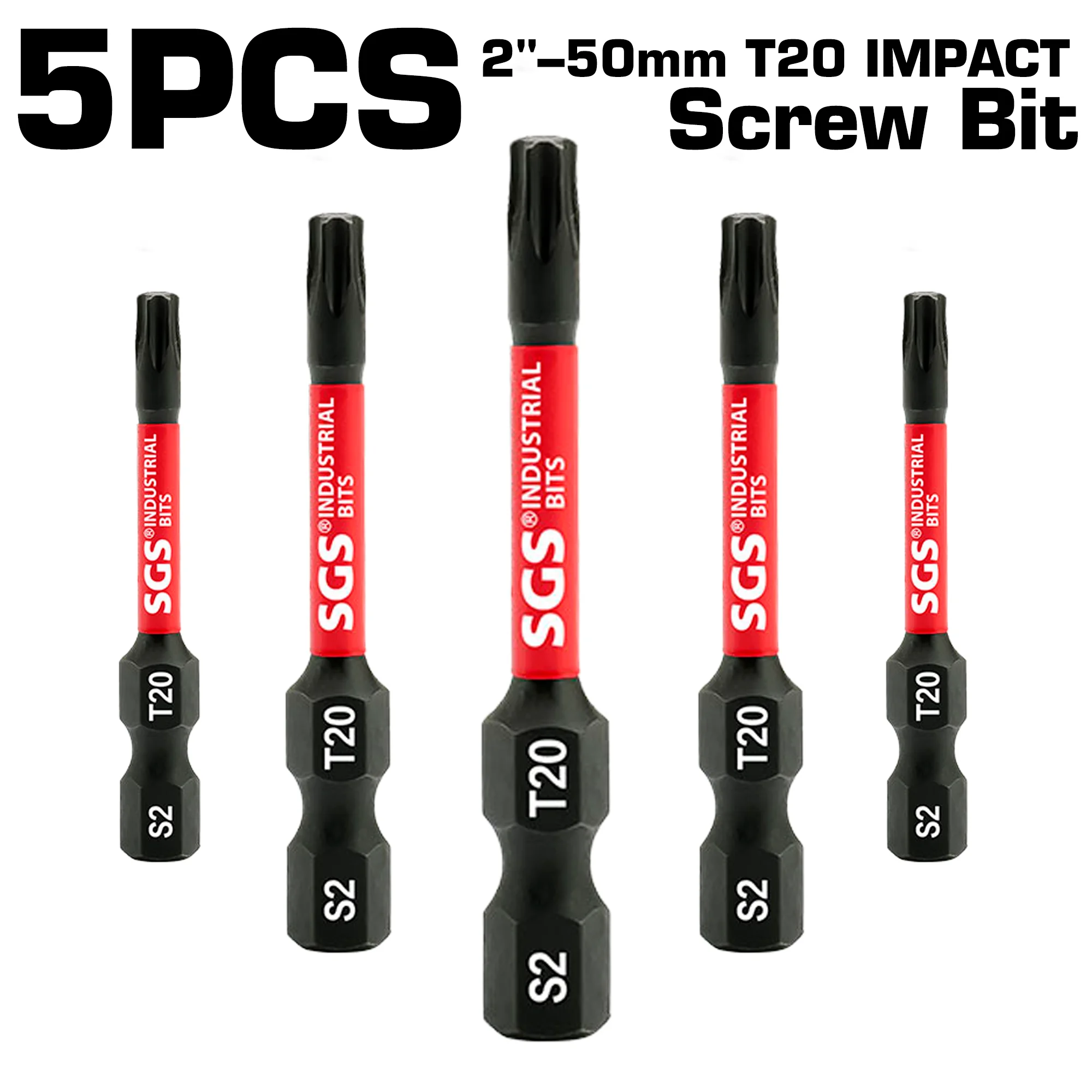 5/10/20 Piece Set of Industrial-Grade T20 Torx Bits, 50mm, Anti-Torsion and Wear-Resistant, with Torque Cushioning, for Home DIY and Auto Repair Tools
