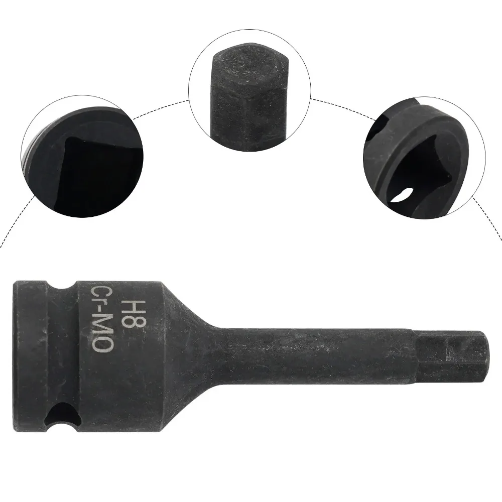 1/2inch Impact Hex Socket Electric Drill Socket Adapter Air Impact Wrench Hex Head Socket H4~H22 Screw Tap Socket Adapter