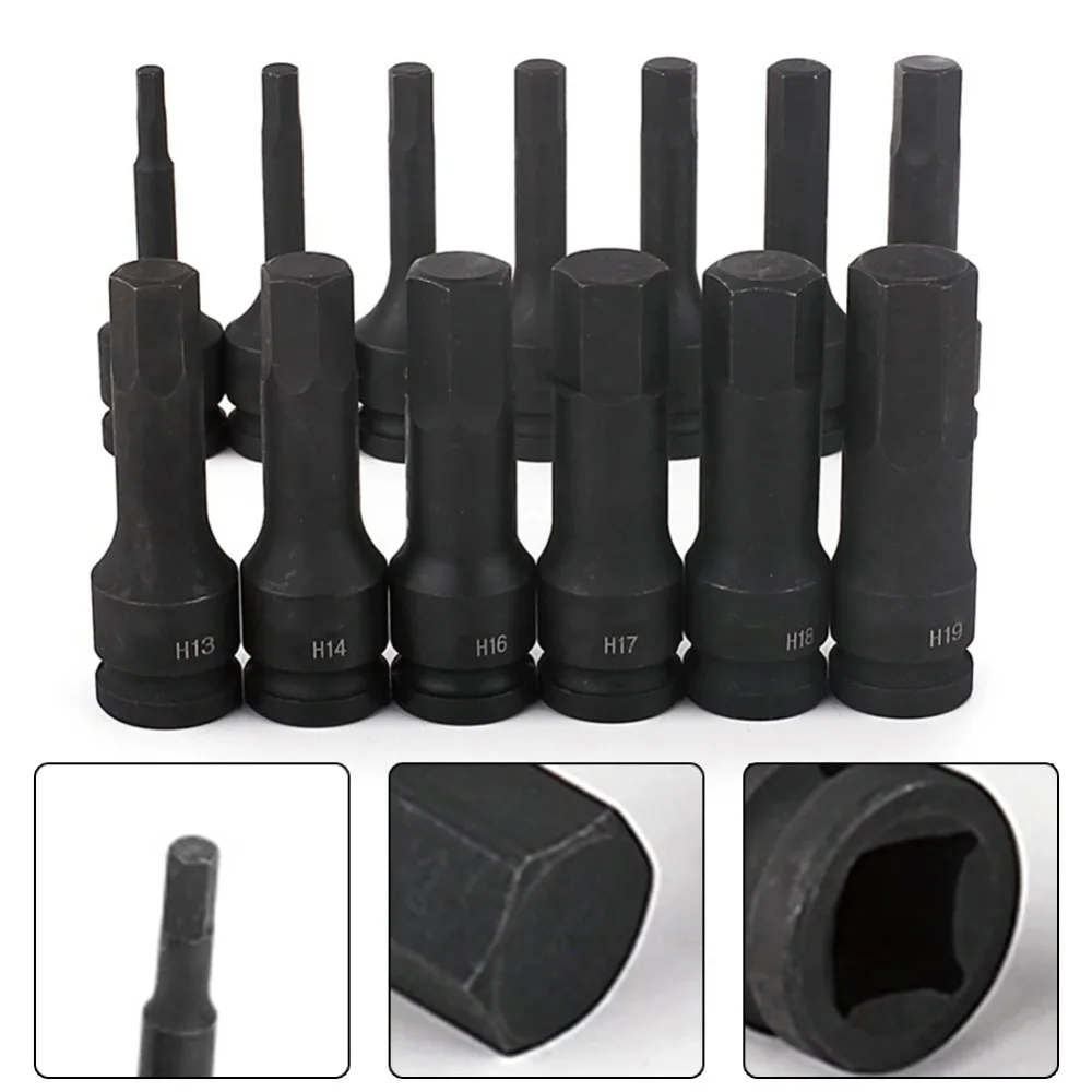 1/2inch Impact Hex Socket Electric Drill Socket Adapter Air Impact Wrench Hex Head Socket H4~H22 Screw Tap Socket Adapter