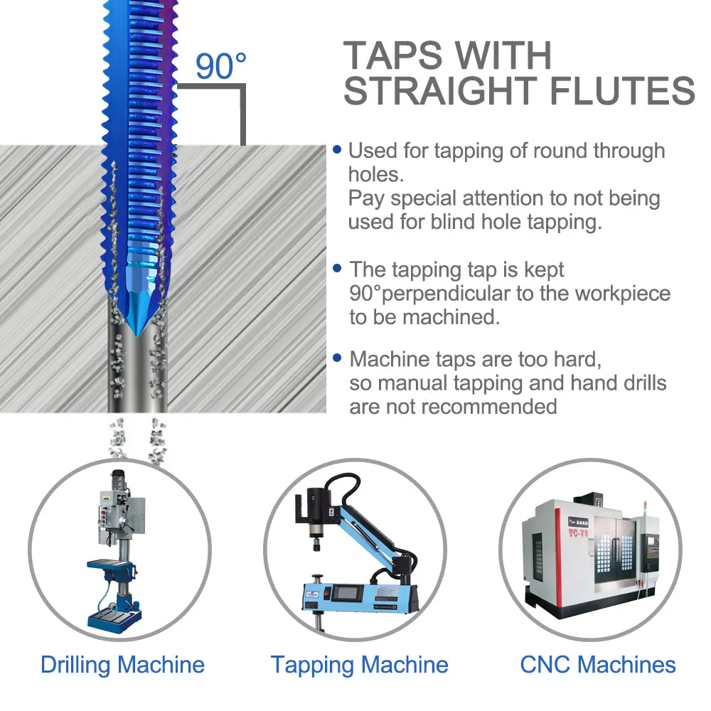 XCAN 10/11pcs Metric Tap HSS Thread Tap Drill M1-M3.5 Straight Flute Machine Screw Tap Adjustable Tap Wrench M1-M8 Tapping Tool