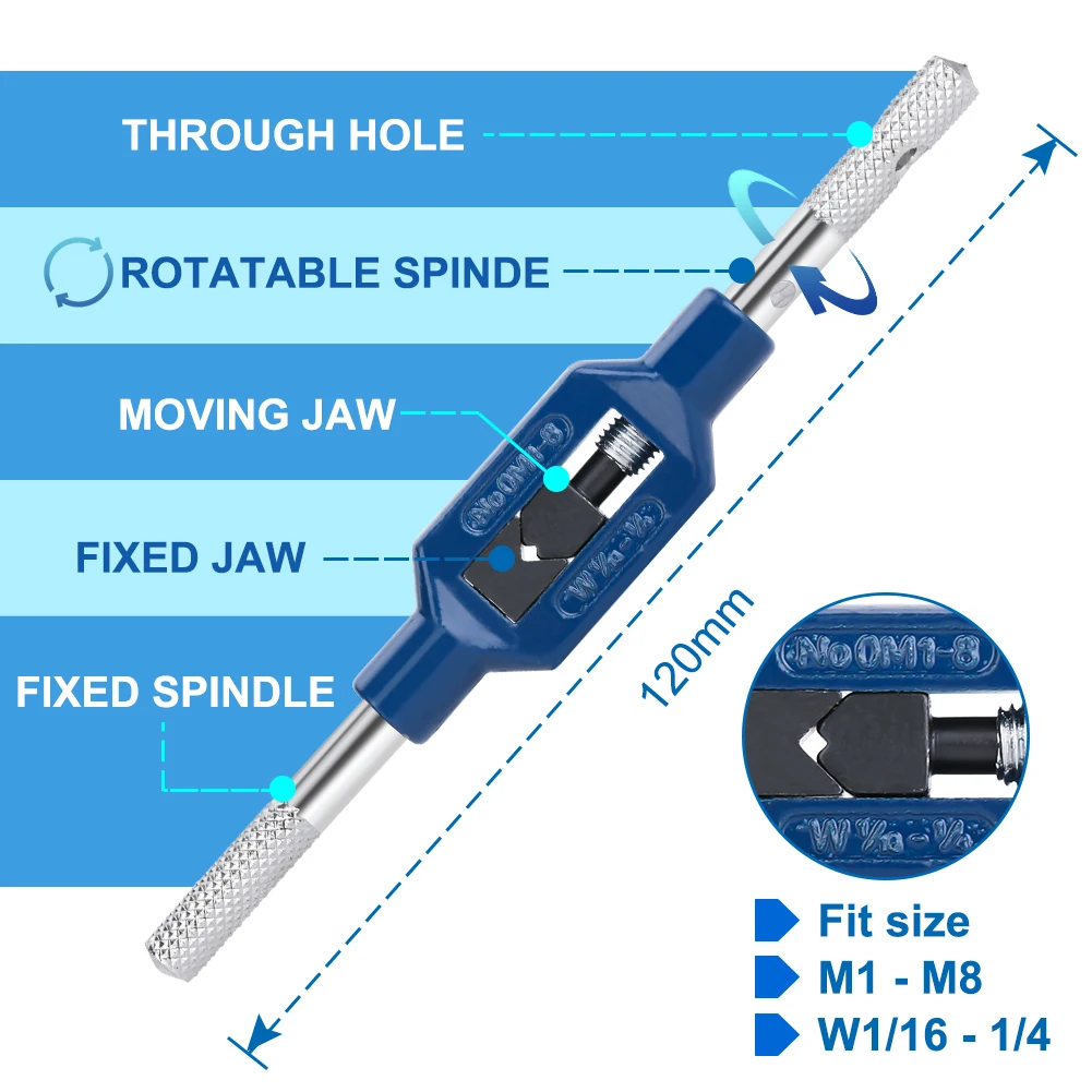 XCAN 10/11pcs Metric Tap HSS Thread Tap Drill M1-M3.5 Straight Flute Machine Screw Tap Adjustable Tap Wrench M1-M8 Tapping Tool