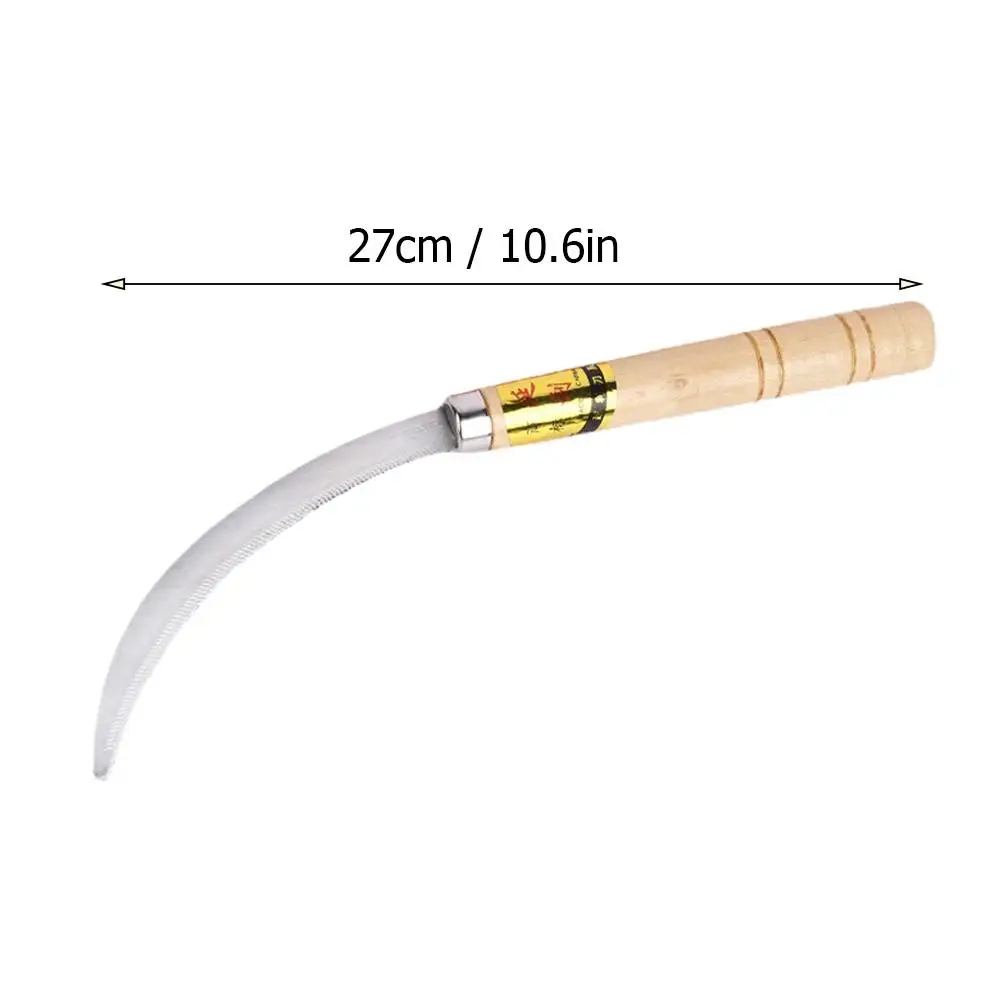 Stainless Steel Weeding Sickle With Wooden Handle Sickle Scythe Farming Tool Kit With Teeth For Weed Removal Lawn Patio Terrace