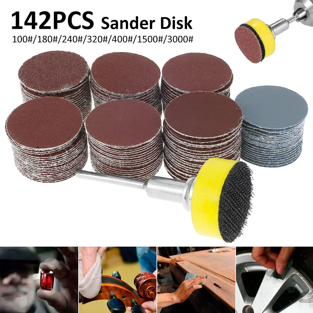 142Pcs 1 Inch Sanding Discs Pads Set 100-3000 Grit Abrasive Polishing Pad Kit For Rotary Tool Sandpapers Polishing Accessories