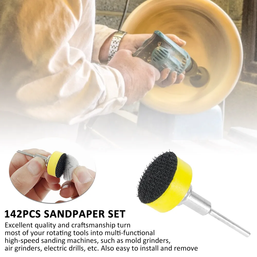 142Pcs 1 Inch Sanding Discs Pads Set 100-3000 Grit Abrasive Polishing Pad Kit For Rotary Tool Sandpapers Polishing Accessories