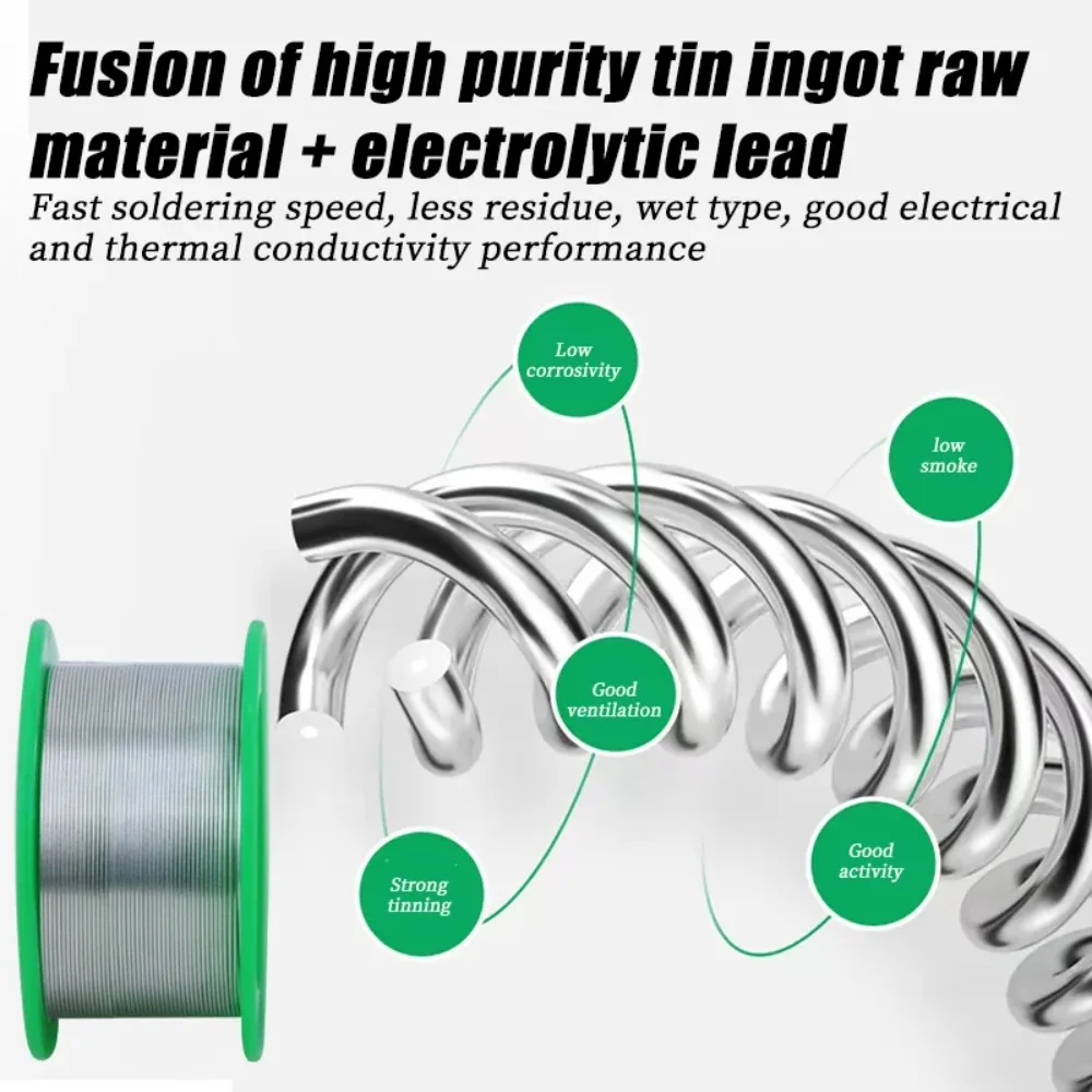 250-20g High Purity Lead-free Solder Wire Sn99.3 Cu0.7 0.5/0.6/0.8/1.0/1.2/1.5/2.0mm Rosin Core Solder Wire Roll ROHS Wire Flux