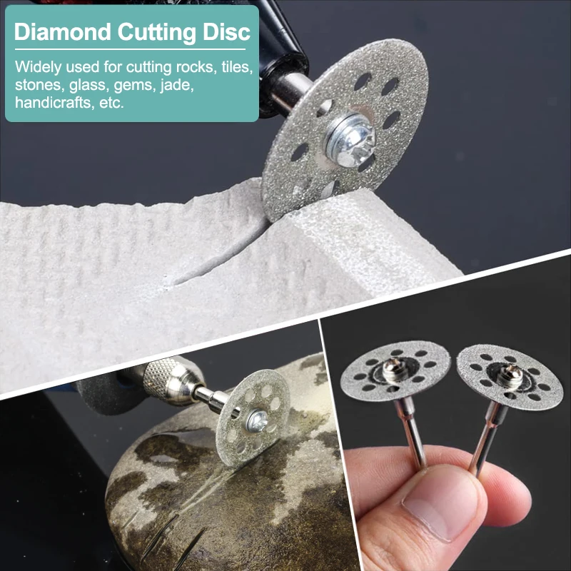 12pcs Diamond Cutting Disc 20/22/25/30mm With 3mm Mandrels Mini Cutting Disc Circular Saw Blade for Dremel Rotary Tools