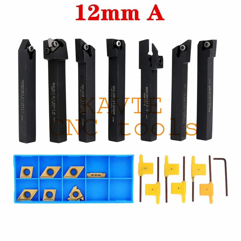 8mm 10mm 12mm 16mm Shank Lathe Turning Tool Holder Boring Bar Lathe Tool Lathe Cutter CNC Metal Turning Rod Holders and Inserts