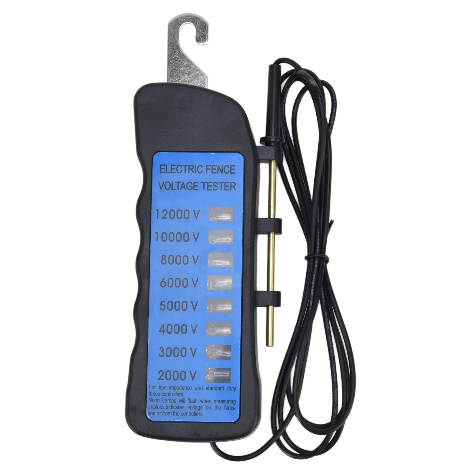12KV Neon Fence Voltage Tester 2000 to 12000V 8 Neon Indicator Lights Waterproof Fence Tester for Farms Fence Voltage Tester