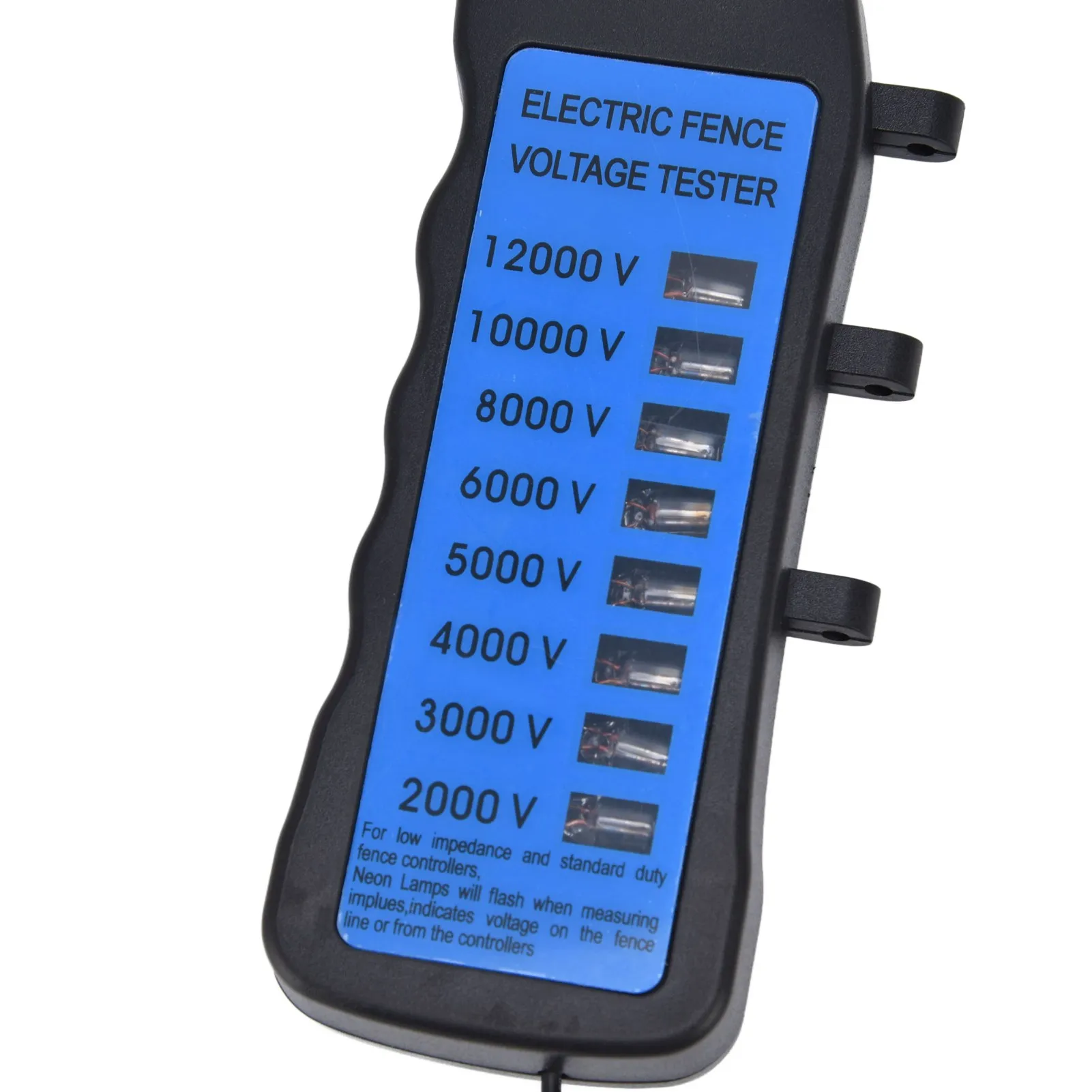 12KV Neon Fence Voltage Tester 2000 to 12000V 8 Neon Indicator Lights Waterproof Fence Tester for Farms Fence Voltage Tester