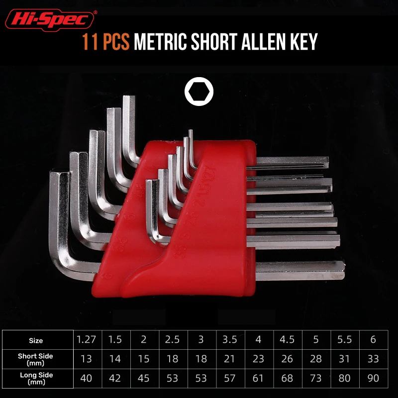 Metric Allen Wrench Set 5 8 11PCS L Handle Hex Key Short Arm Design S2 Steel Compact Transport Storage Rack for Home Auto Repair