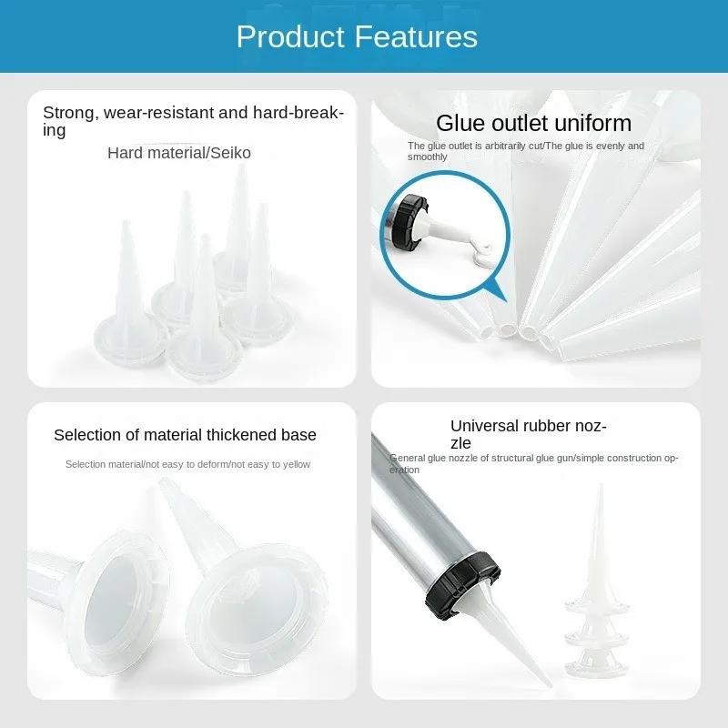 1/6/10/20pcs Universal Caulking Gun Nozzles Plastic Glass Glue Sealant Silicone Caulking Tips Mouth for Home Construction Tools