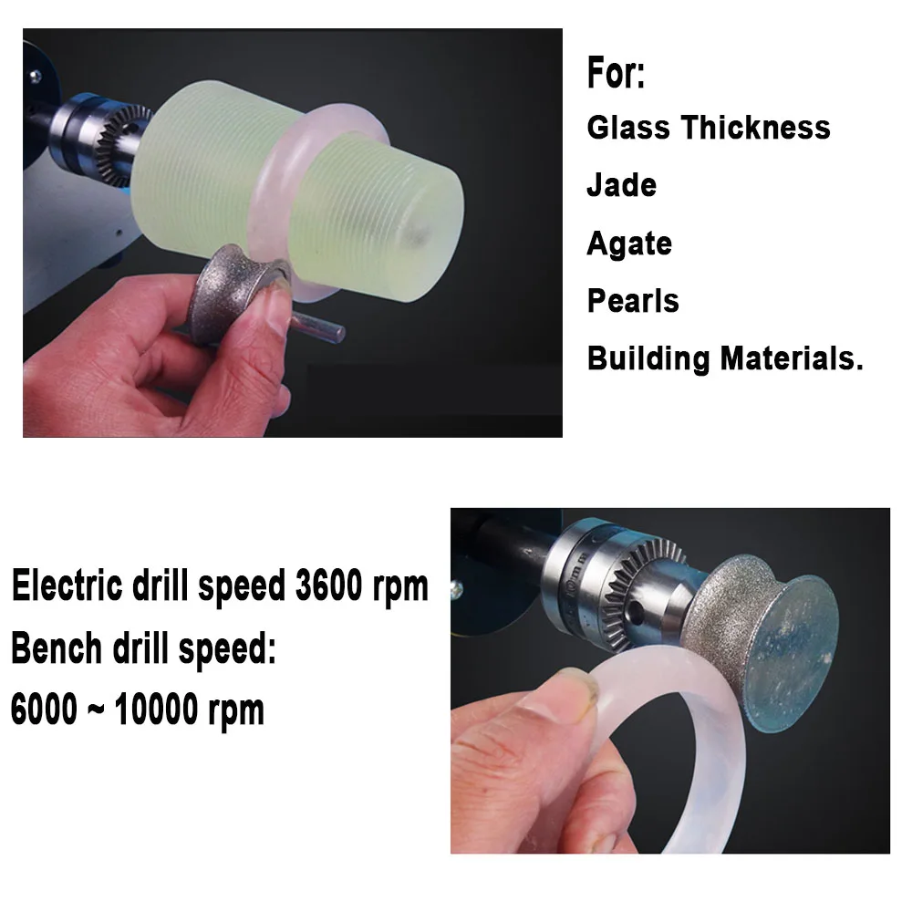 SI FANG Concave Diamond Grinding Wheel 2-12mm for Glass Jade Ceramic Sharpening Rotary Grinding Tool Polishing Wheel