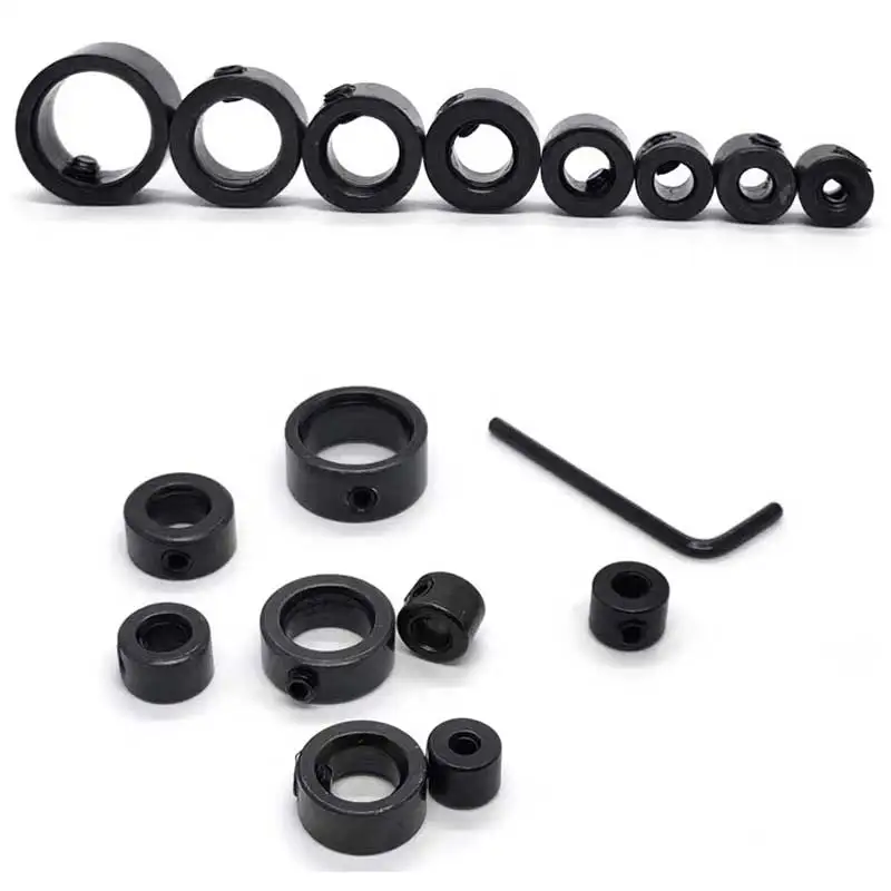 Drill Depth Stop Bit Collar Set Adjustable Positioner Limit Ring Allen Wrench Tighten The Stopper Set-Screws Woodworking Tool