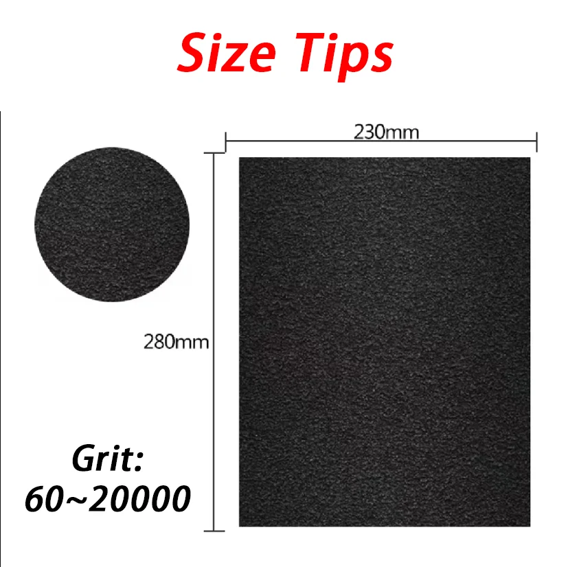 Silicon Carbide Sandpaper 60-20000Grit Waterproof Wet/Dry 230x280mm for Wood Metal Stone Surface High Performance Abrasive Sheet